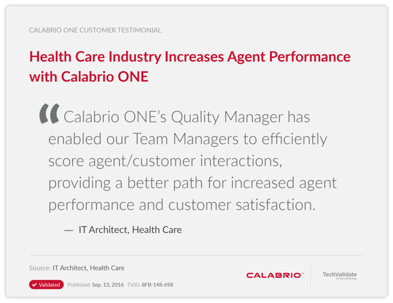 Health Care Industry Increases Agent Performance with Calabrio ONE