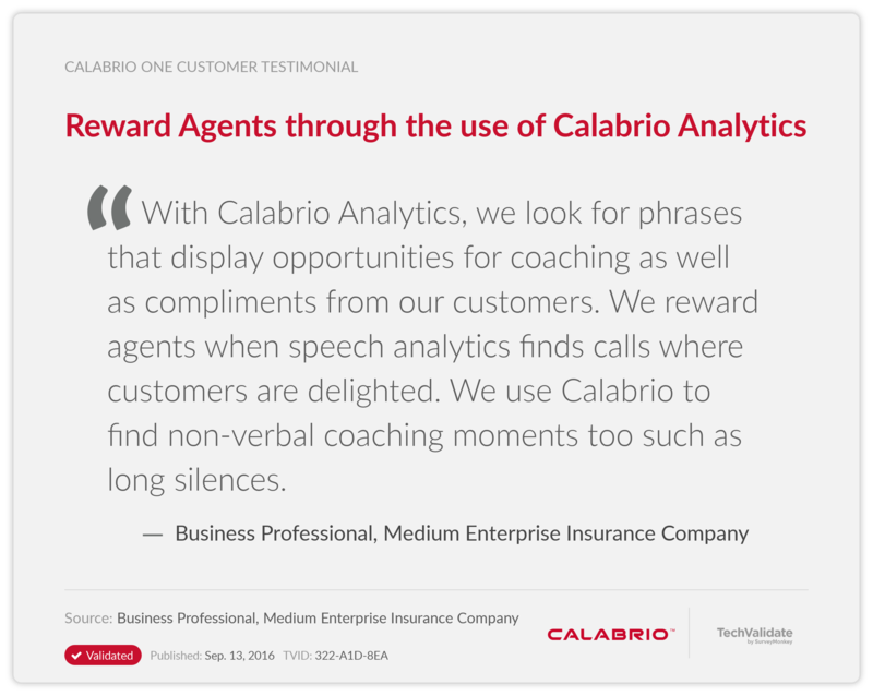Reward Agents through the use of Calabrio Analytics