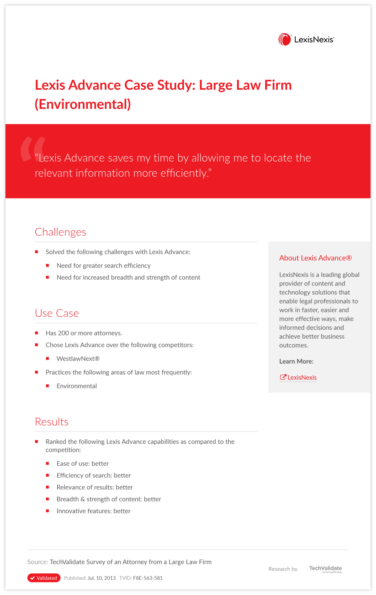 Lexis Advance Case Study: Large Law Firm (Environmental)