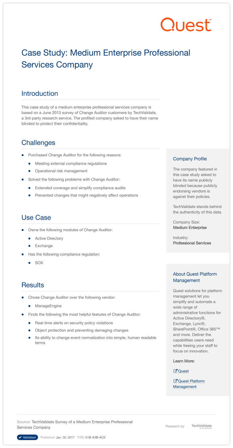 Case Study: Medium Enterprise Professional Services Company