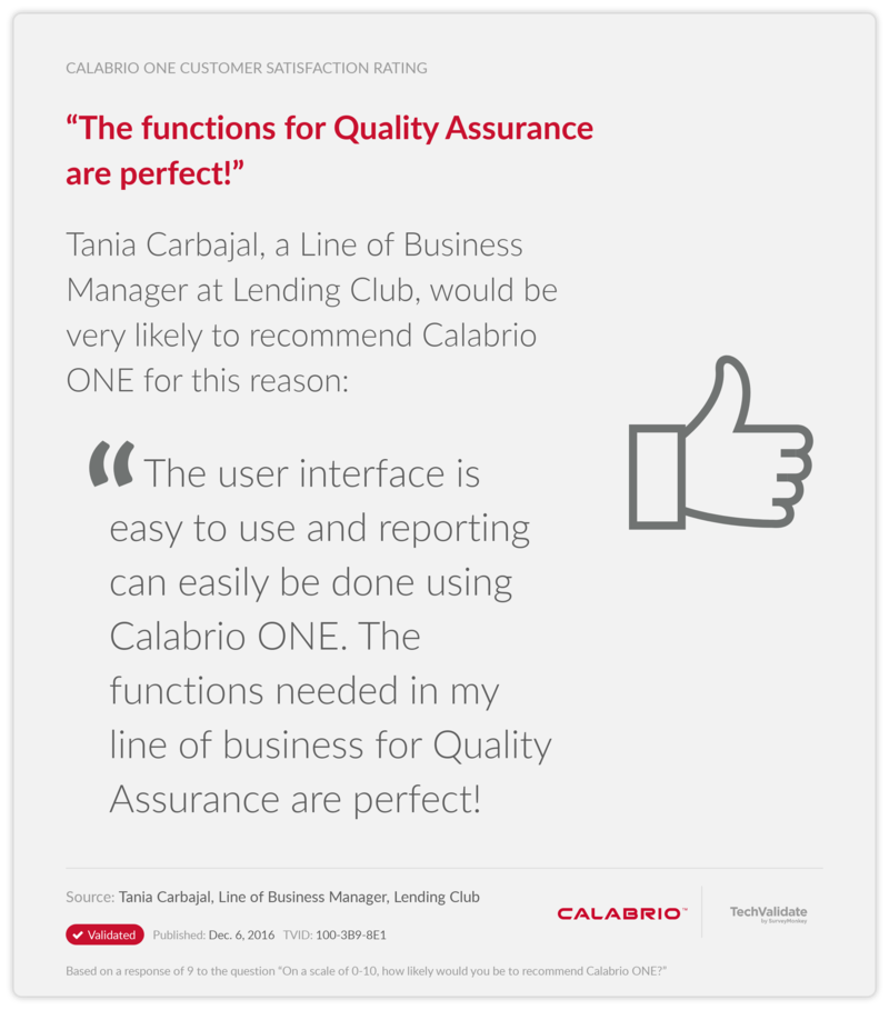 "The functions for Quality Assurance are perfect!"