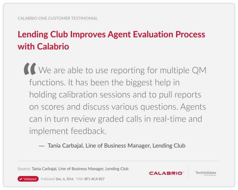 Lending Club Improves Agent Evaluation Process with Calabrio