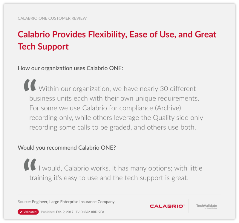 Calabrio Provides Flexibility, Ease of Use, and Great Tech Support