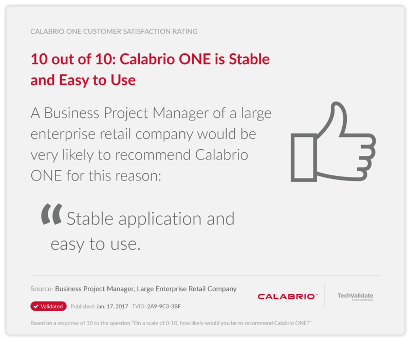 10 out of 10: Calabrio ONE is Stable and Easy to Use