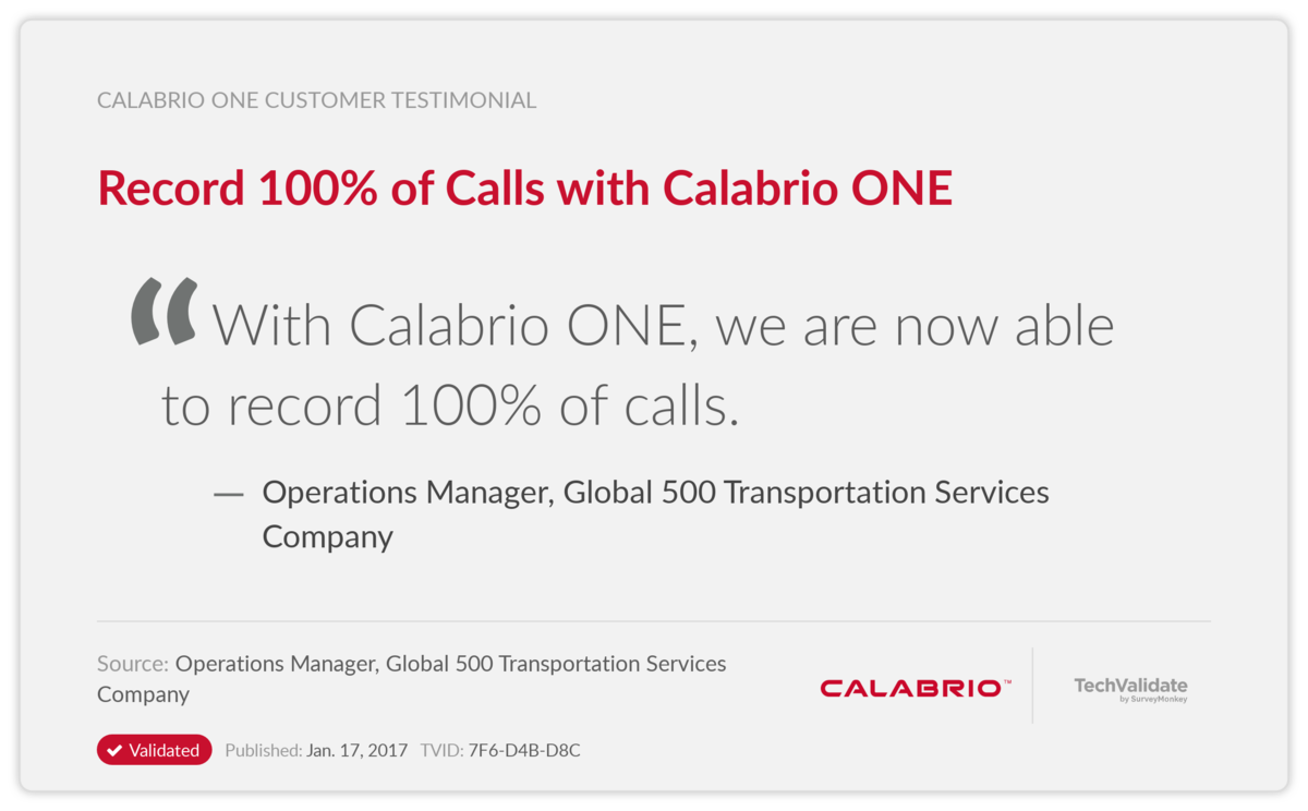 Record 100% of Calls with Calabrio ONE
