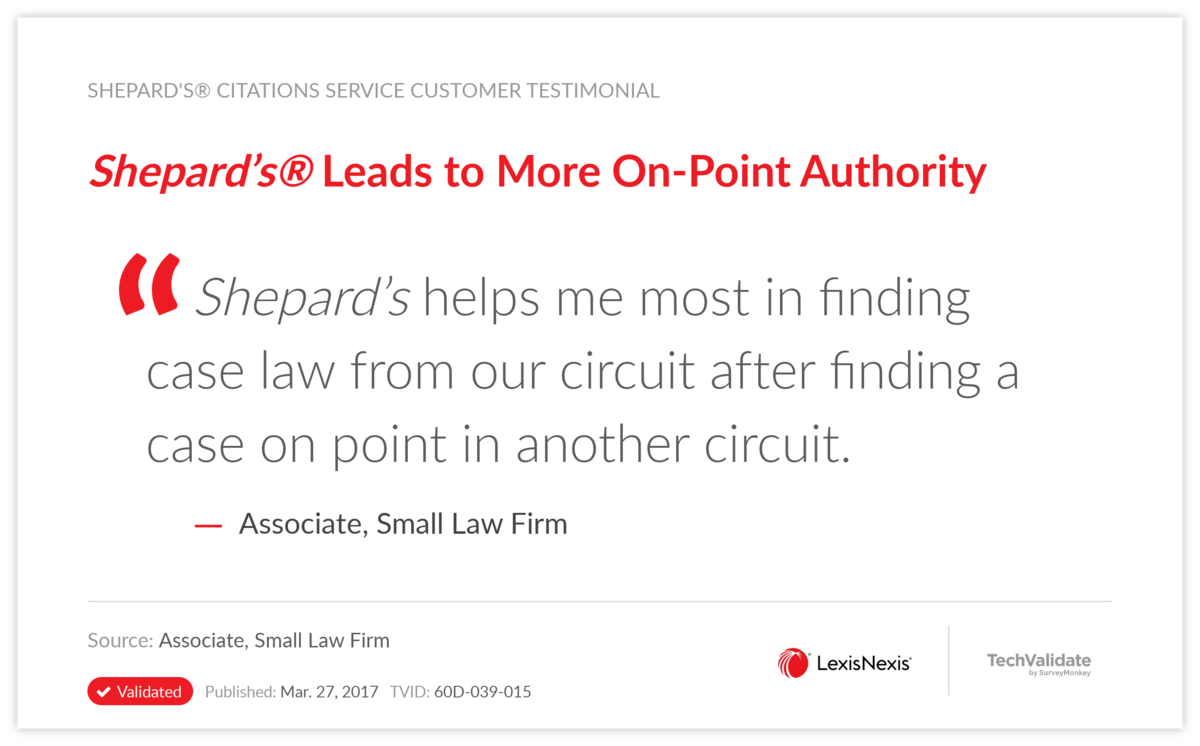 Shepard's® Leads to More On-Point Authority