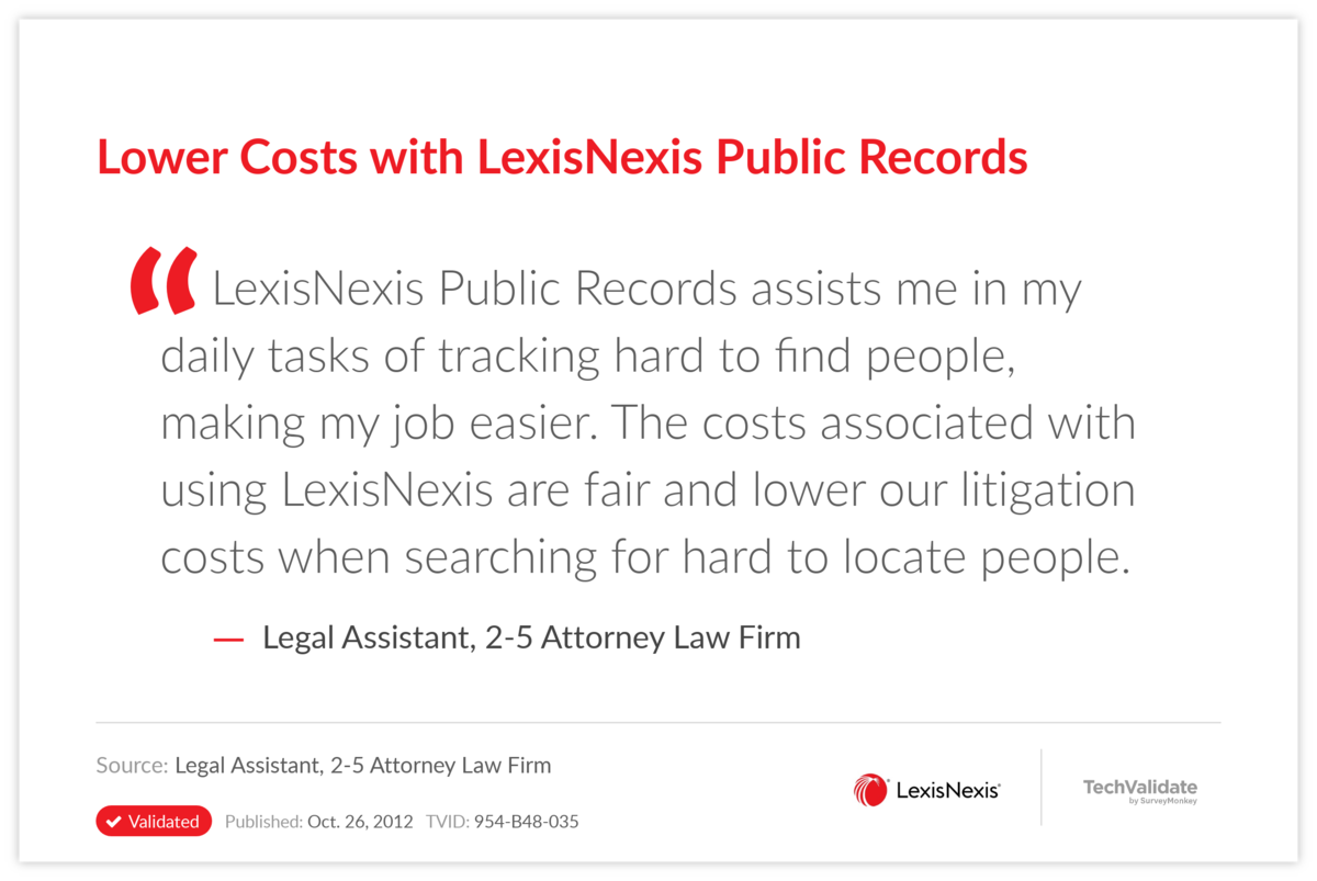 Lower Costs with LexisNexis Public Records