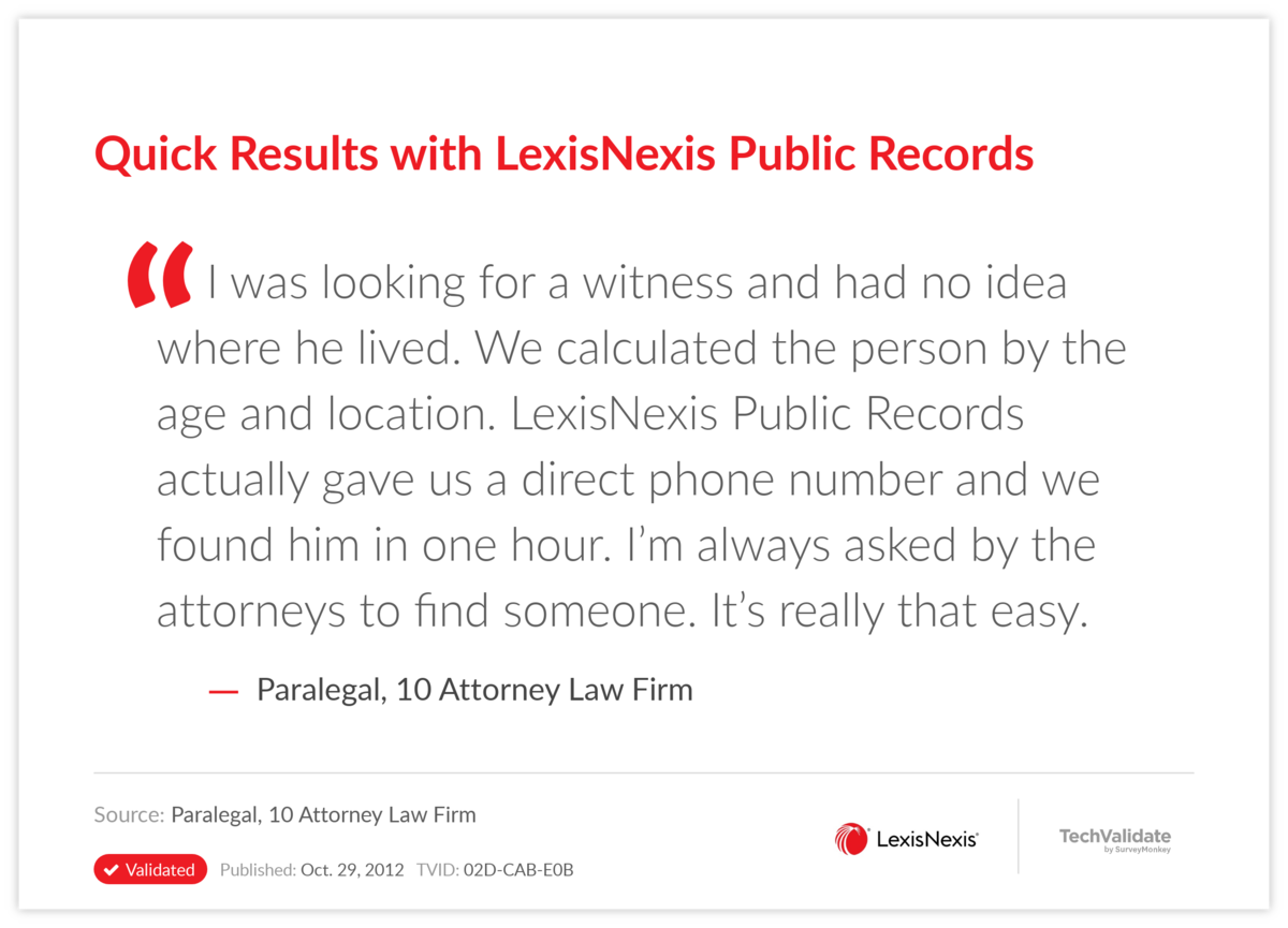 Quick Results with LexisNexis Public Records