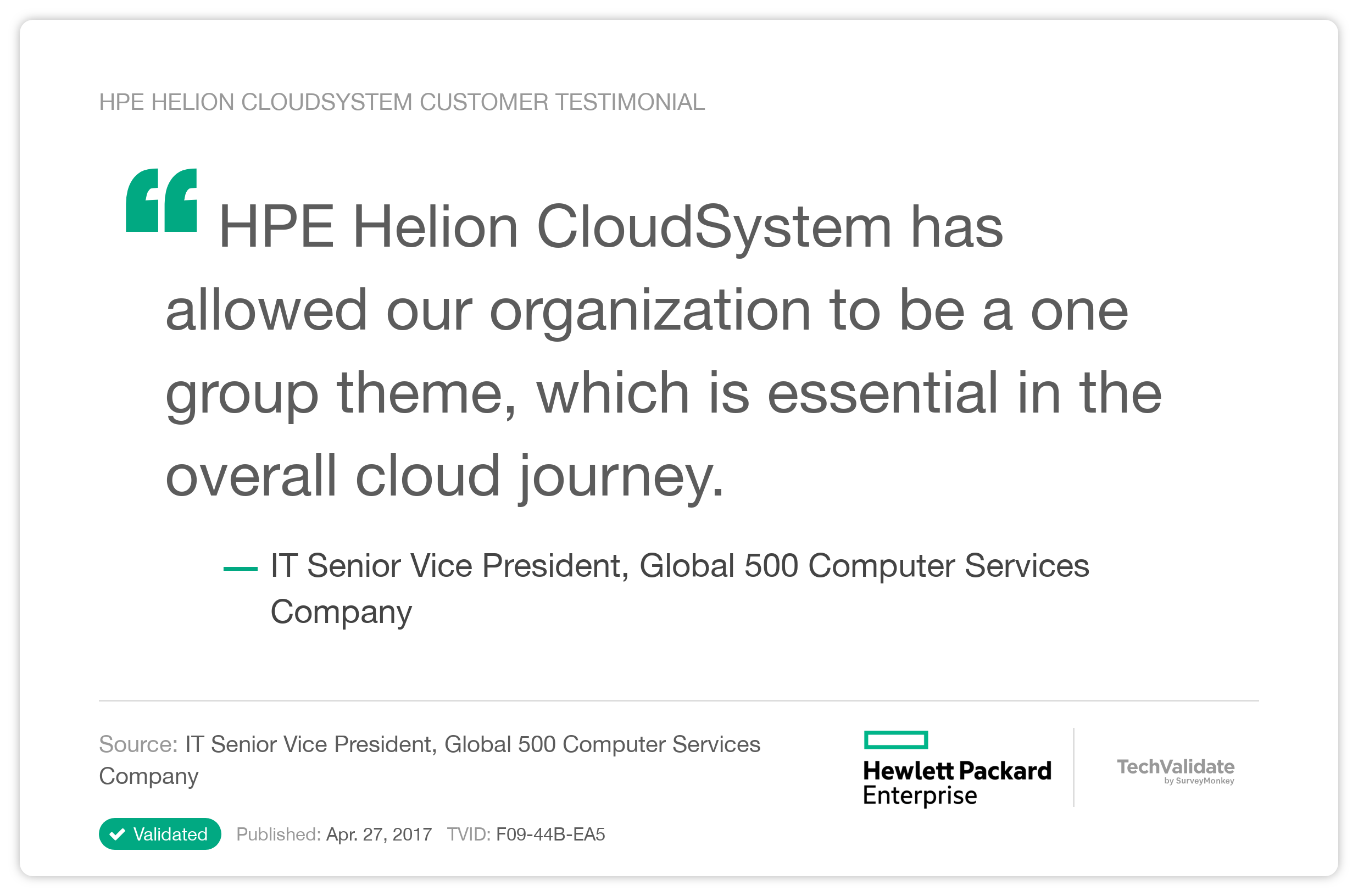 HPE Helion CloudSystem Customer Testimonial