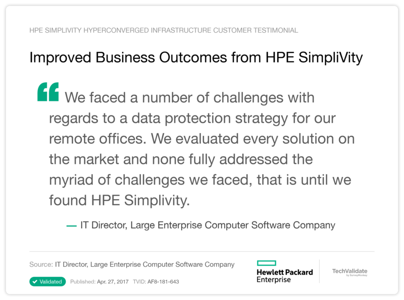 Improved Business Outcomes from HPE SimpliVity