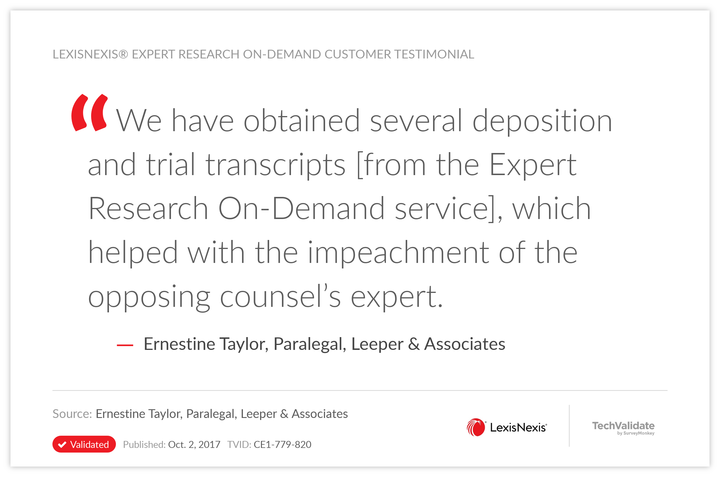 LexisNexis® Expert Research On-Demand Customer Testimonial
