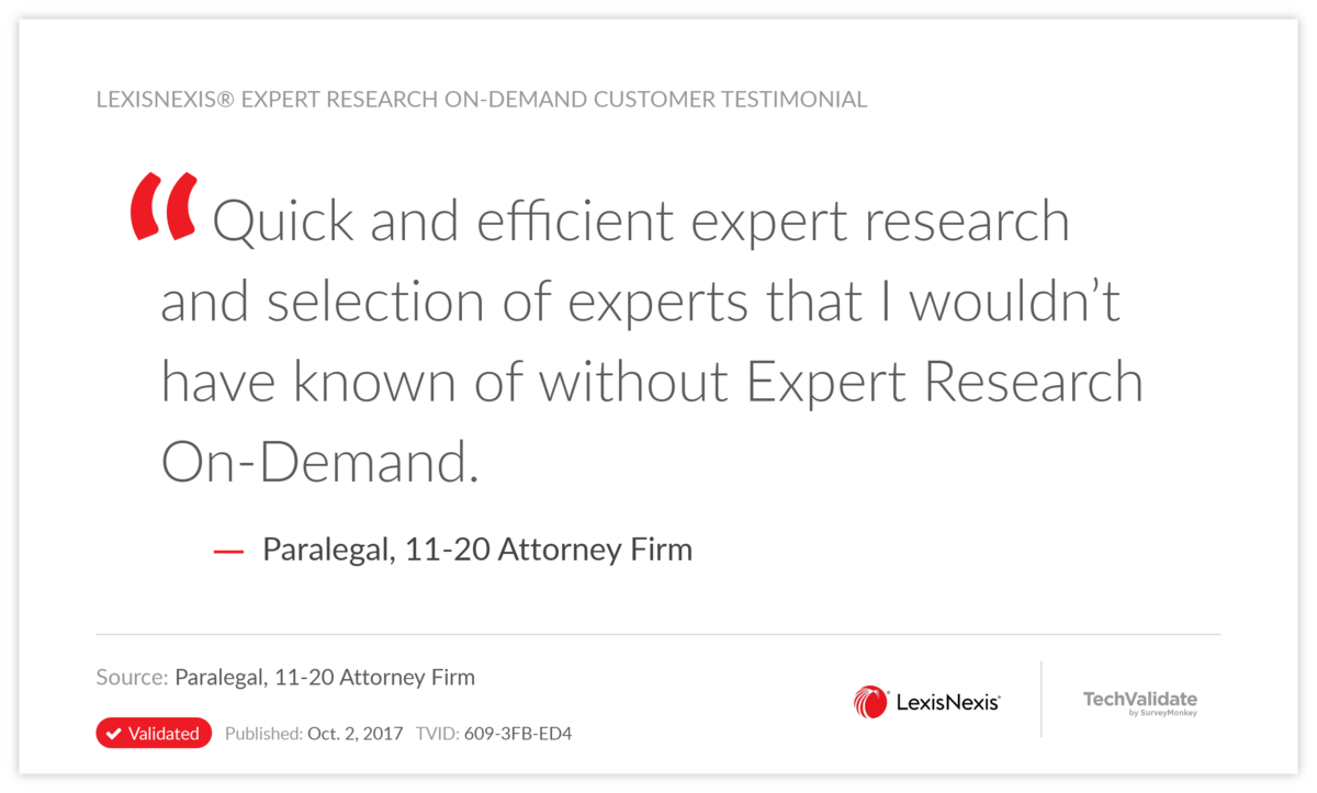 LexisNexis® Expert Research On-Demand Customer Testimonial