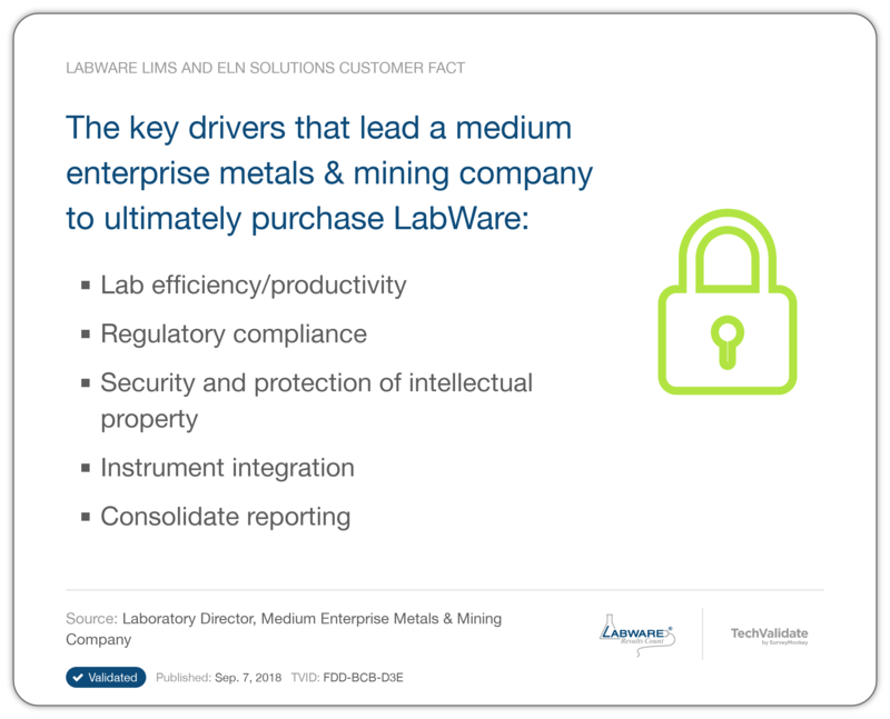 The key drivers that lead a medium enterprise metals & mining company to ultimately purchase LabWare: