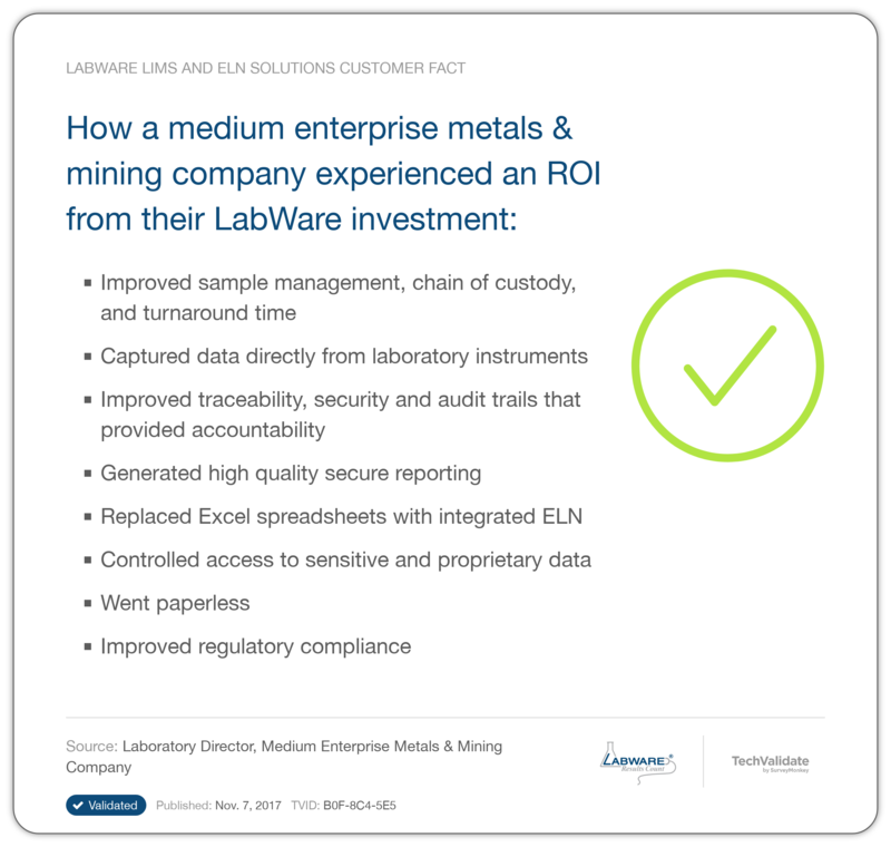 How a medium enterprise metals & mining company experienced an ROI from their LabWare investment: