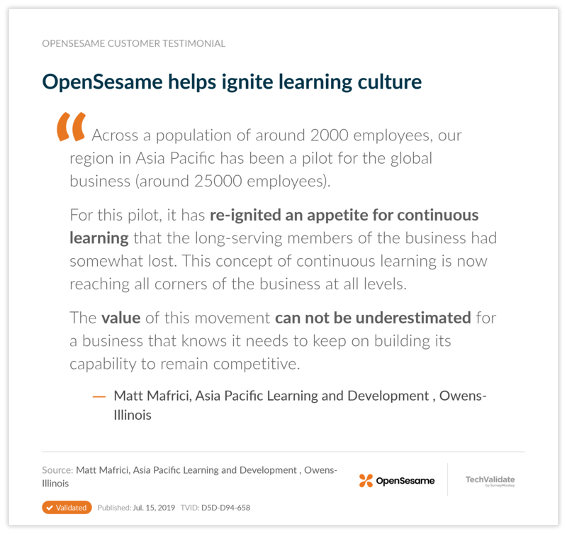 OpenSesame helps ignite learning culture