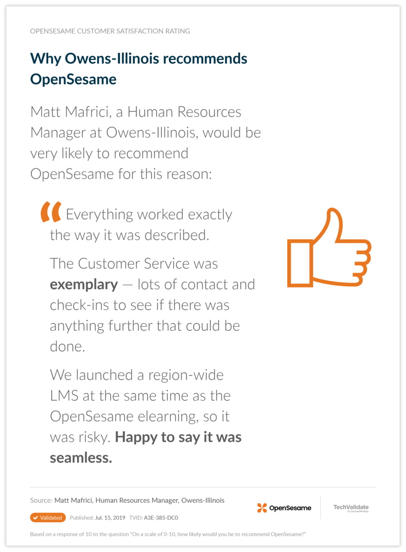 Why Owens-Illinois recommends OpenSesame