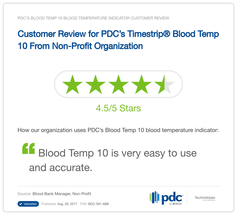 Customer Review for PDC's Timestrip® Blood Temp 10 From Non-Profit Organization