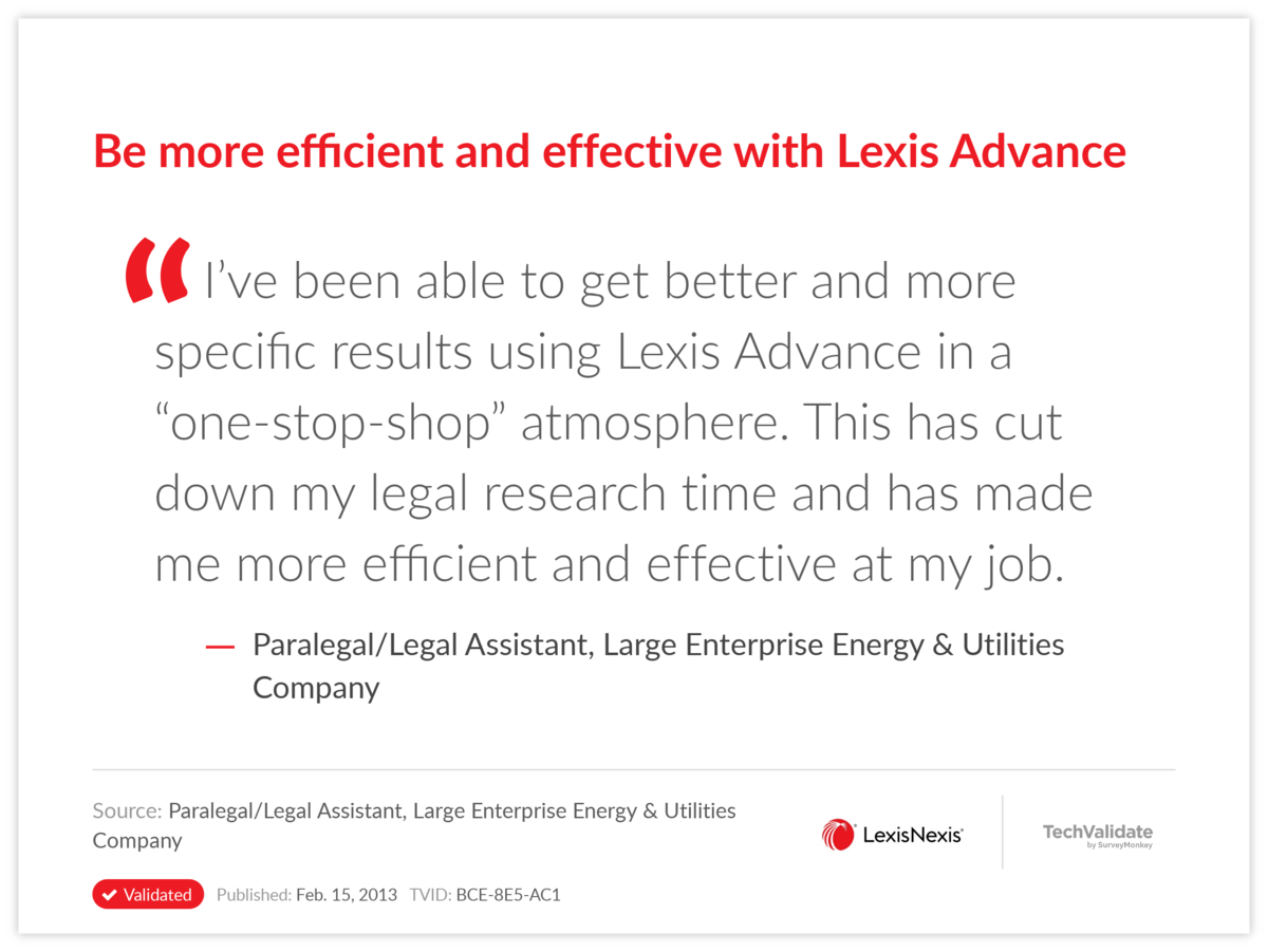 Be more efficient and effective with Lexis Advance