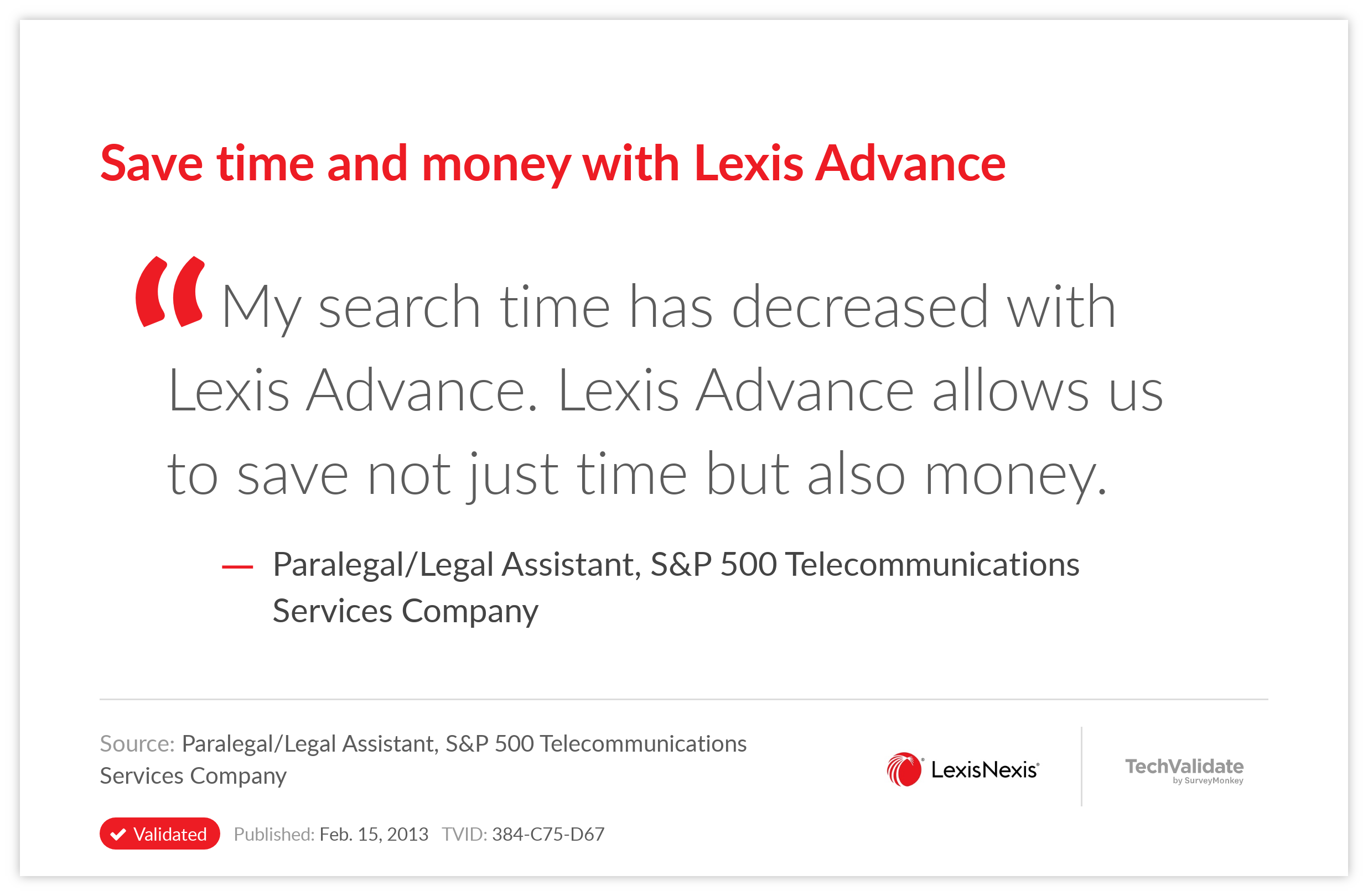Save time and money with Lexis Advance