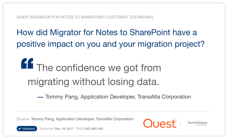 How did Migrator for Notes to SharePoint have a positive impact on you and your migration project?