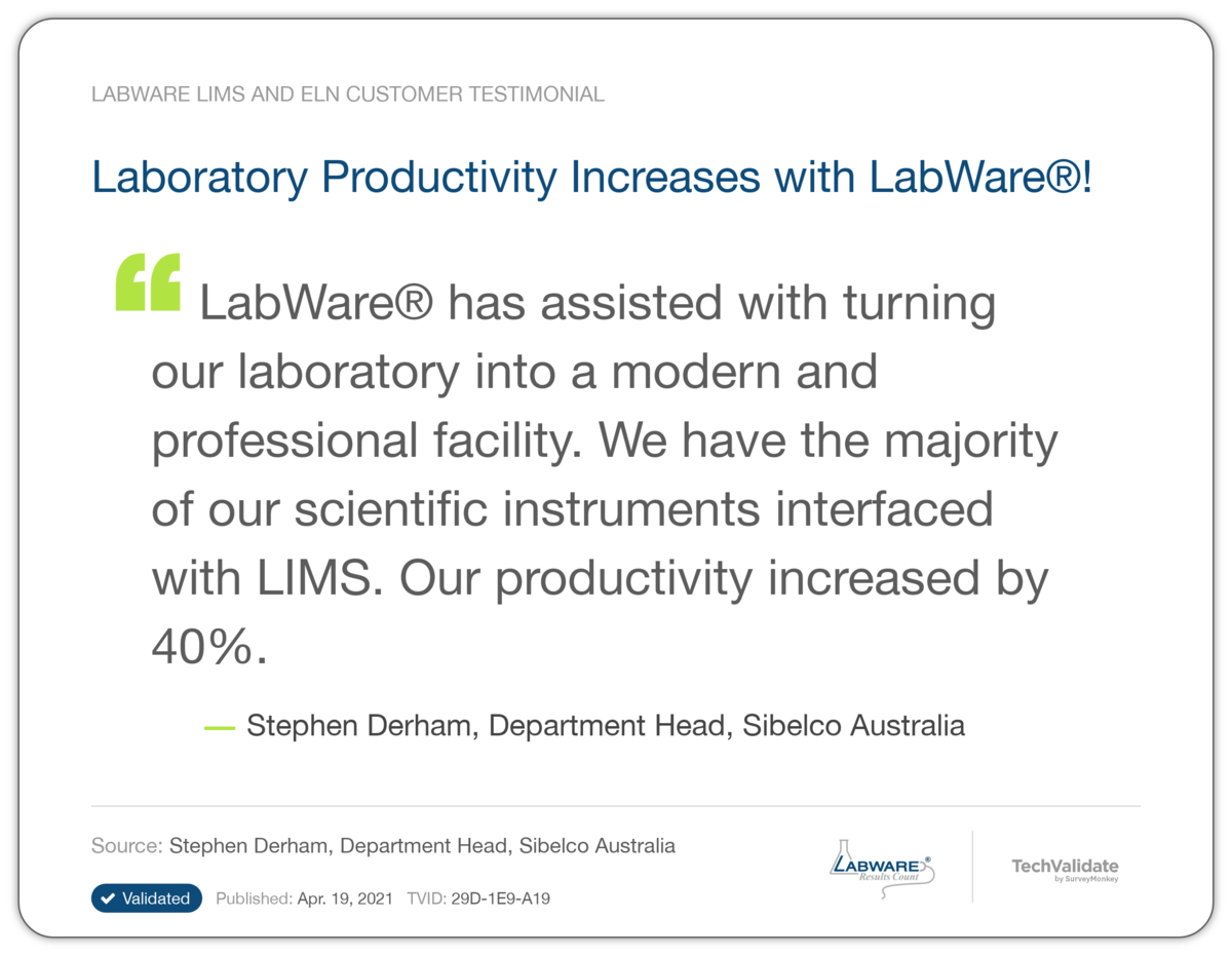 Laboratory Productivity  Increases with LabWare®!