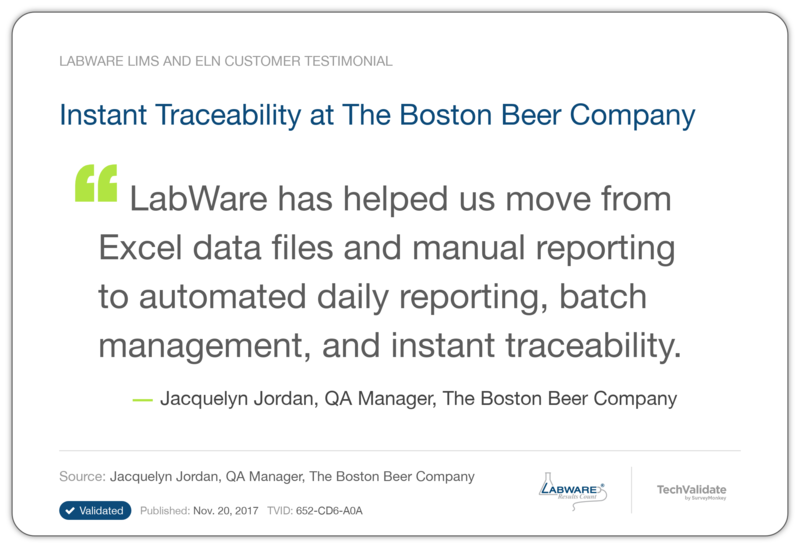 Instant Traceability at The Boston Beer Company