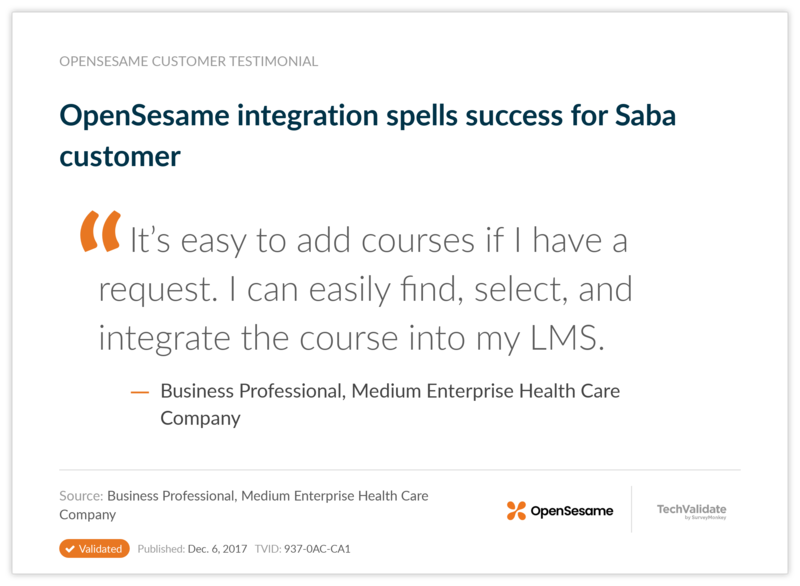 OpenSesame integration spells success for Saba customer