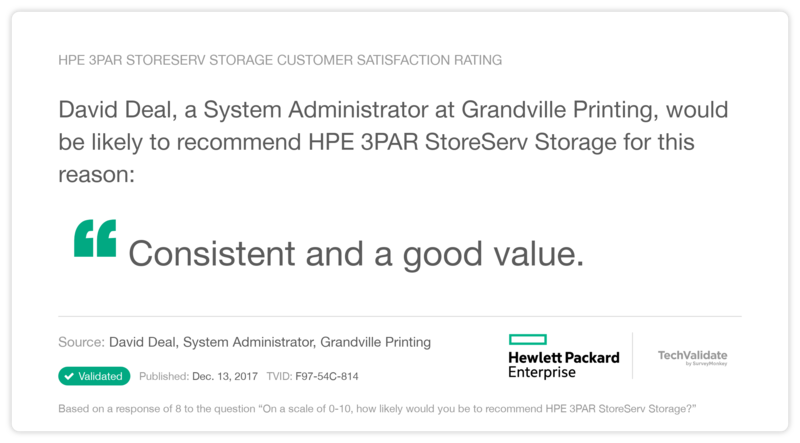 HPE 3PAR StoreServ Storage Customer Satisfaction Rating