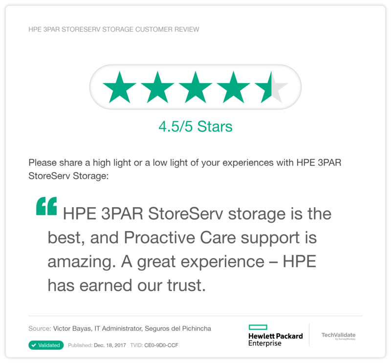 HPE 3PAR StoreServ Storage Customer Review