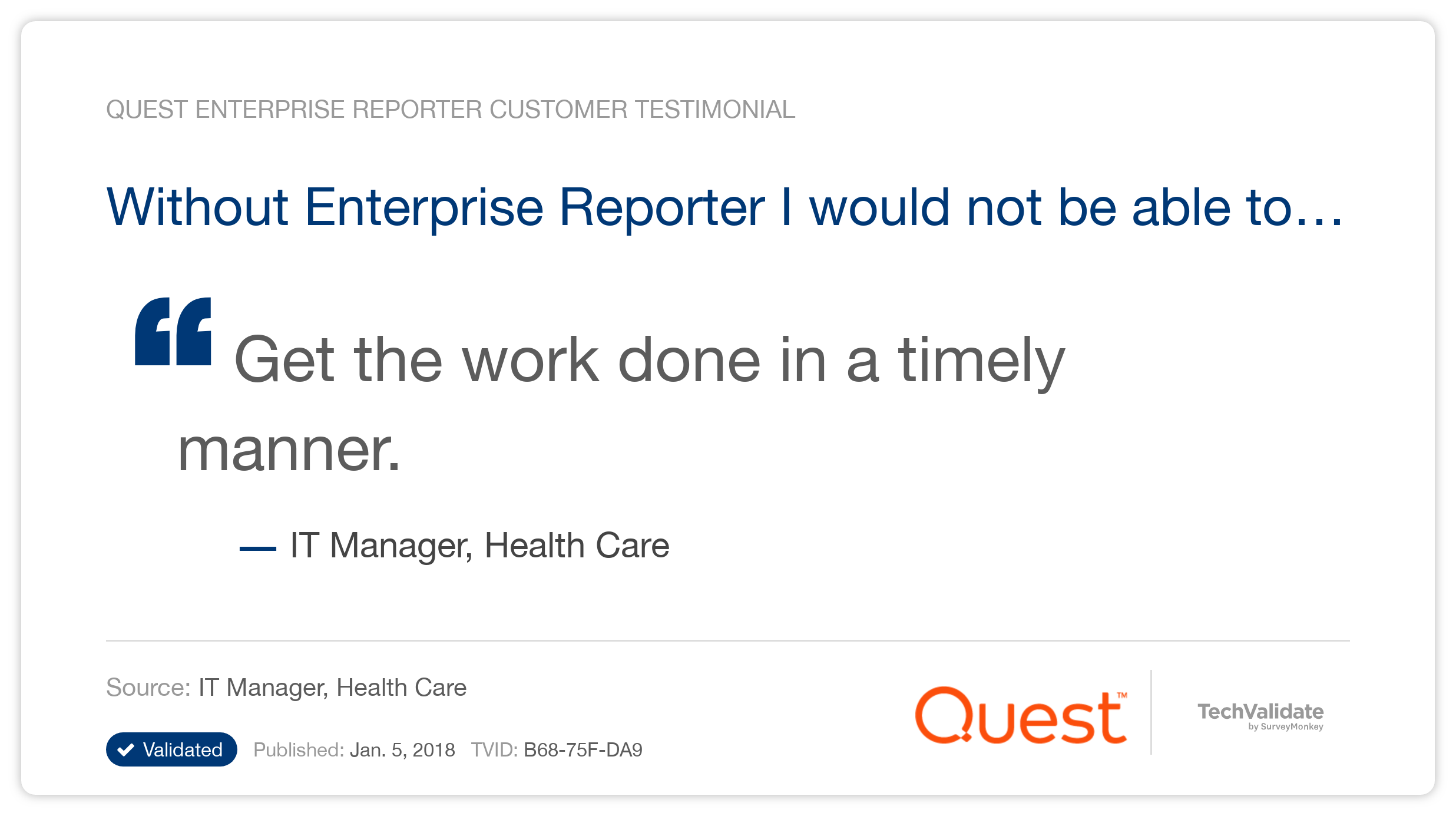 Without Enterprise Reporter I would not be able to...