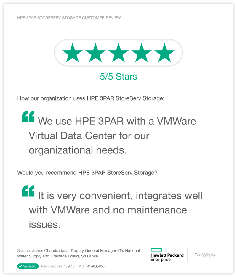 HPE 3PAR StoreServ Storage Customer Review