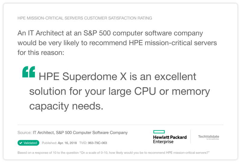 HPE mission-critical servers Customer Satisfaction Rating