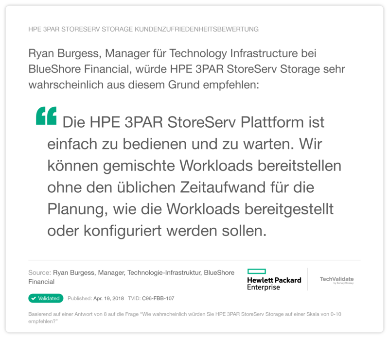 HPE 3PAR StoreServ Storage Kundenzufriedenheitsbewertung