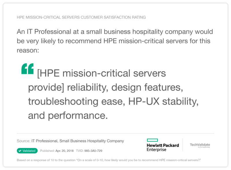 HPE mission-critical servers Customer Satisfaction Rating
