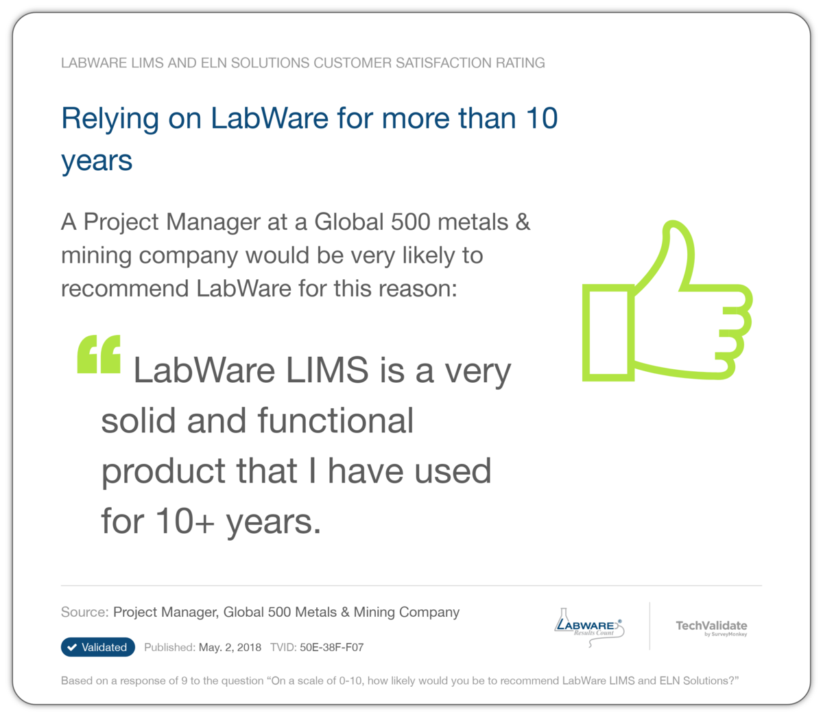Relying on LabWare for more than 10 years