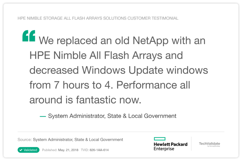 HPE Nimble Storage All Flash Arrays solutions Customer Testimonial