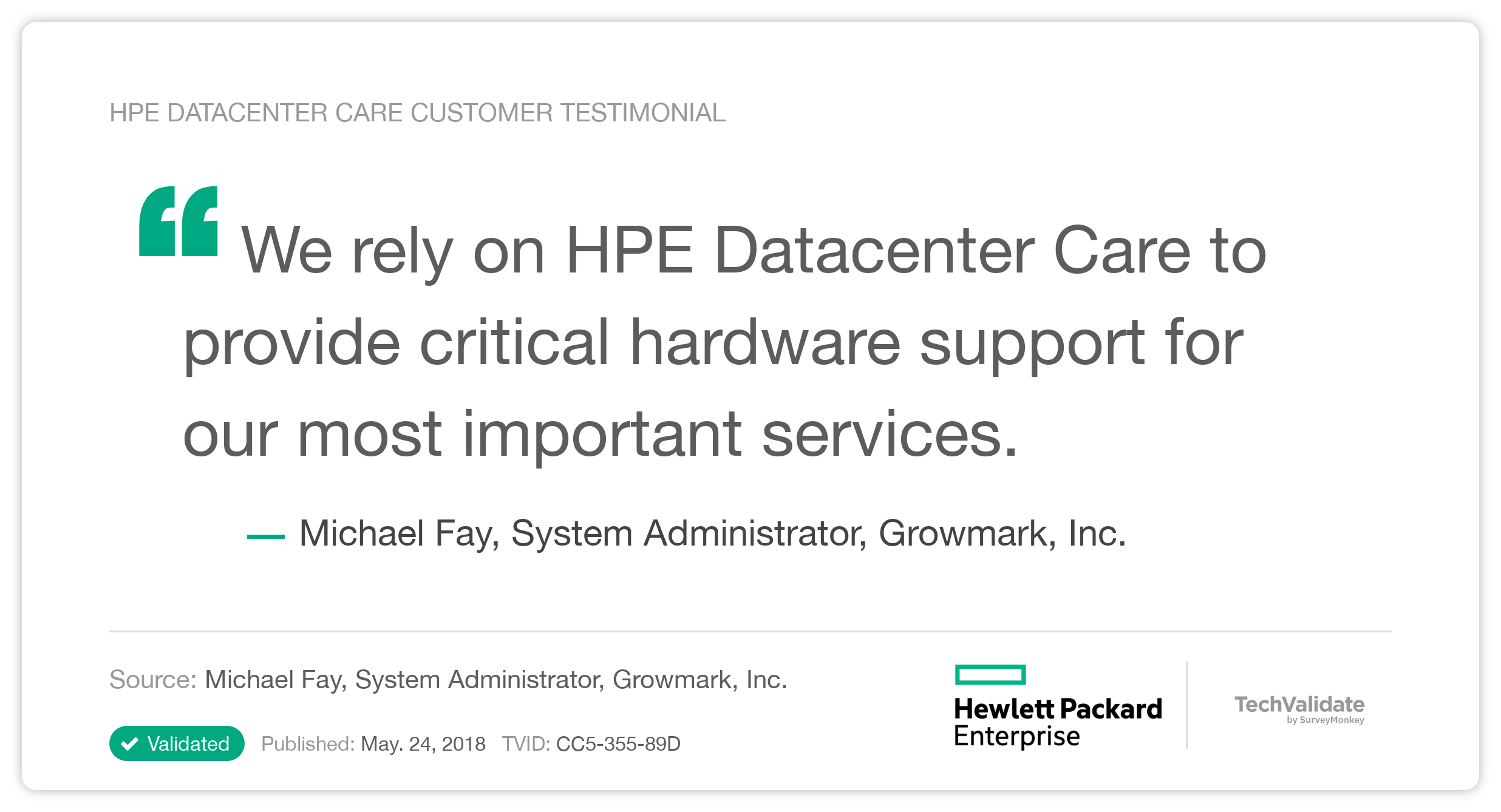 HPE Datacenter Care Customer Testimonial