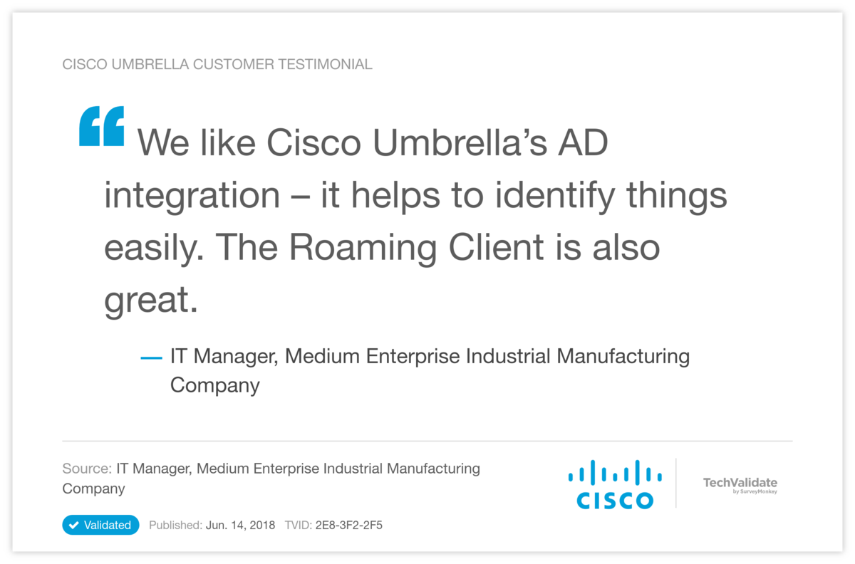 Cisco Umbrella Customer Testimonial