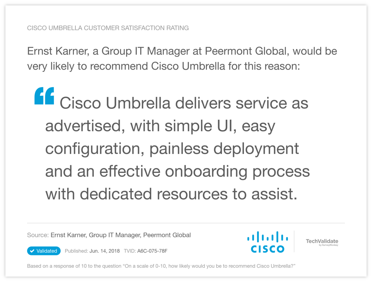 Cisco Umbrella Customer Satisfaction Rating