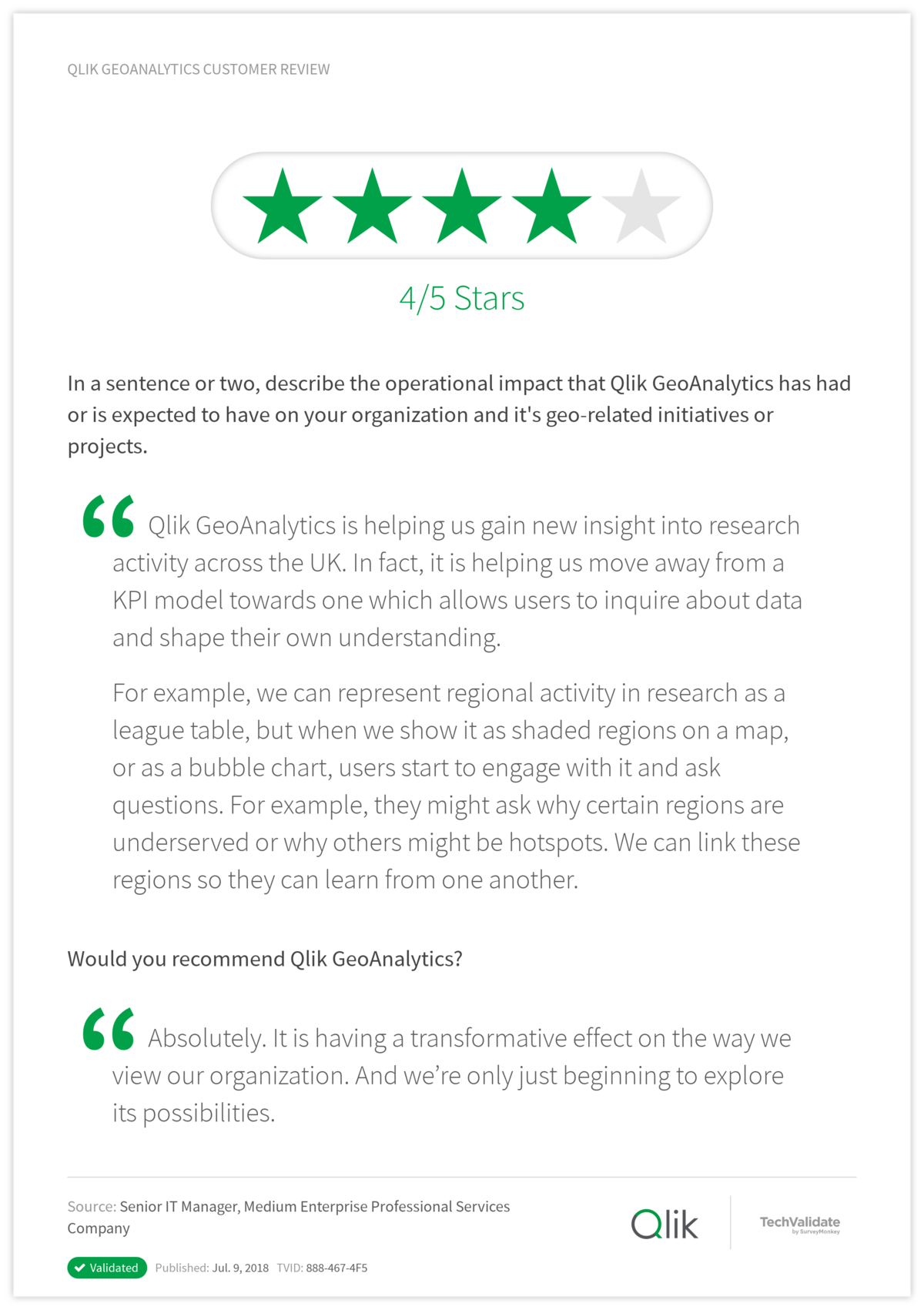 Qlik GeoAnalytics Customer Review