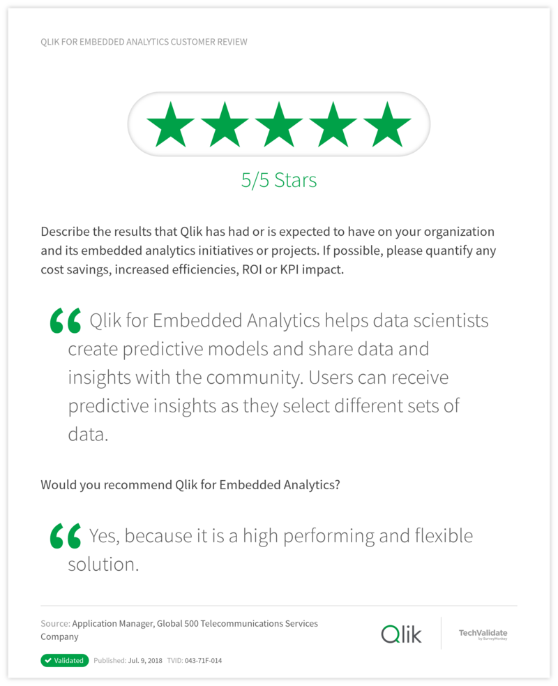 Qlik for Embedded Analytics Customer Review