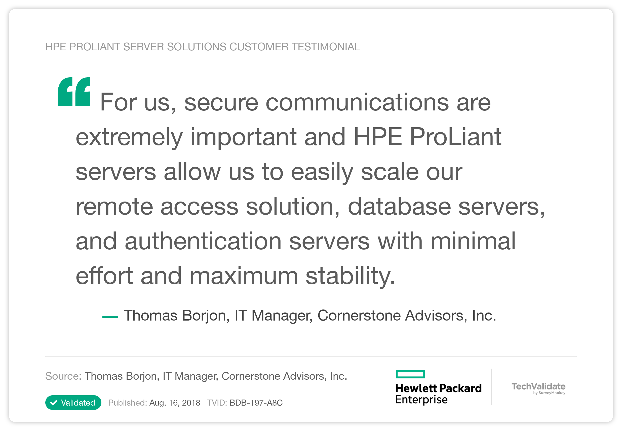 HPE ProLiant Server Solutions Customer Testimonial