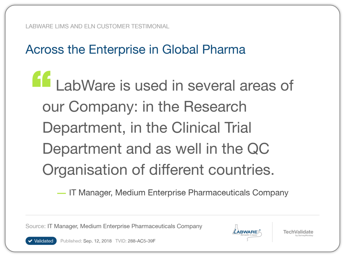 Across the Enterprise in Global Pharma