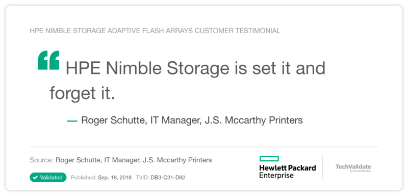 HPE Nimble Storage Adaptive Flash Arrays Customer Testimonial
