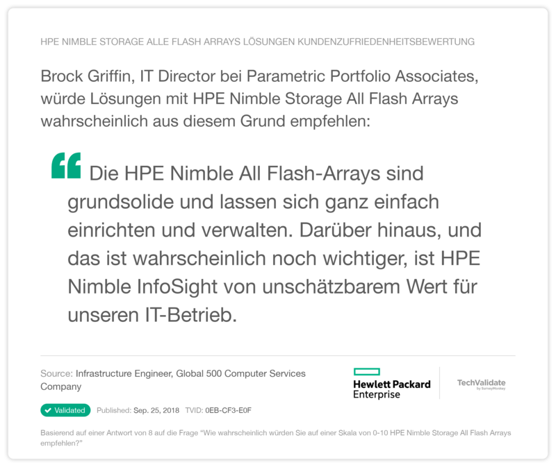 HPE Nimble Storage Alle Flash Arrays Lösungen Kundenzufriedenheitsbewertung