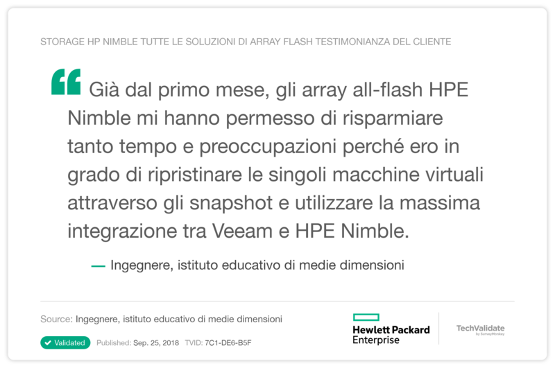 Storage HP Nimble Tutte le soluzioni di array flash Testimonianza del cliente