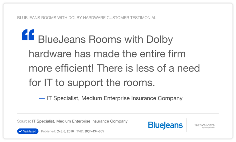 BlueJeans Rooms with Dolby hardware Customer Testimonial