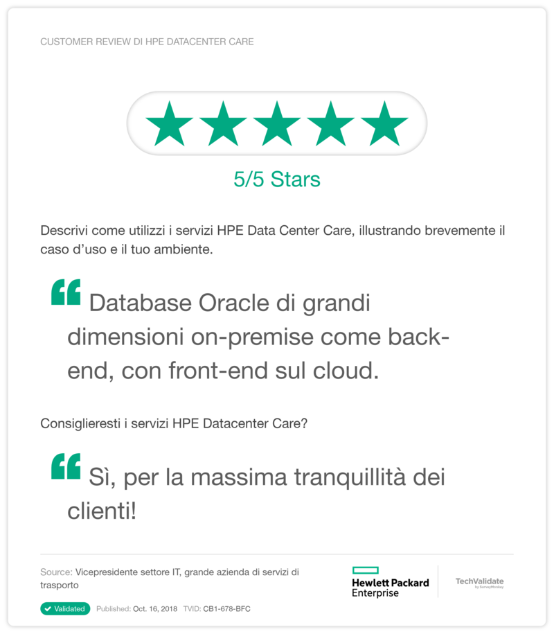 Customer Review di HPE Datacenter Care