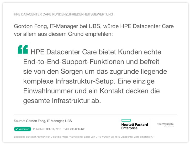 HPE Datacenter Care Kundenzufriedenheitsbewertung