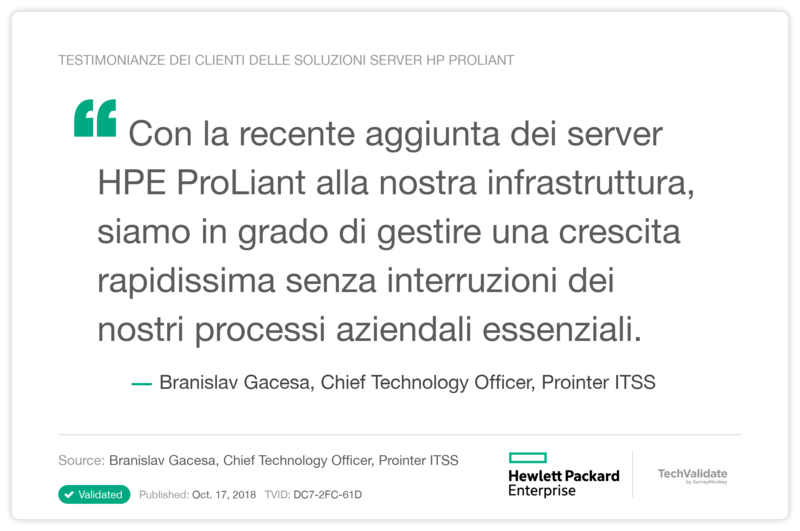Testimonianze dei clienti delle soluzioni server HP ProLiant